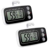 🌡️ oria refrigerator thermometer - 2 pack digital freezer thermometer with max and min display - magnet and hook back - ideal for refrigerator, room, kitchen, restaurants - black logo