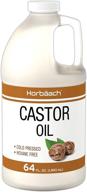 масло касторовое horbaach 64 унции - для здоровья волос, ресниц и бровей | без гексана, холодного отжима, вегетарианское и нон-гмо. логотип
