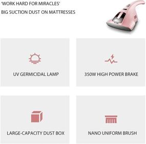 img 1 attached to High Suction Power Handheld Vacuum for Household Use, Ideal for Bed, Mattresses, Pillows, Curtains, Sofas, and Carpets, Effortlessly Removes Fine Dust Particles (Pink)