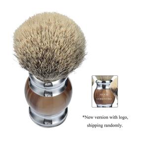 img 3 attached to 🪒 Je&amp;Co Fine Resin Handle Shaving Brush with Silvertip Badger Hair - Handmade, Stainless Steel Base (Brown)