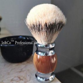 img 2 attached to 🪒 Je&amp;Co Fine Resin Handle Shaving Brush with Silvertip Badger Hair - Handmade, Stainless Steel Base (Brown)