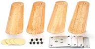 🪑 4-pack cosimeenodta furniture legs - 4 inch (10cm) high oblique tapered wood legs with stainless plates for cabinet, couch, bed, sofa logo