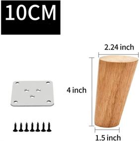 img 3 attached to 🪑 4-Pack Cosimeenodta Furniture Legs - 4 Inch (10cm) High Oblique Tapered Wood Legs with Stainless Plates for Cabinet, Couch, Bed, Sofa