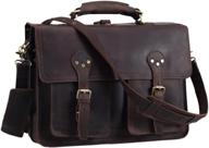 👜 polare 16'' full grain leather briefcase messenger bag laptop satchel for men: a perfect blend of style and functionality logo