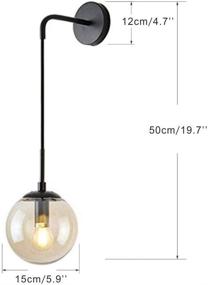 img 4 attached to BOKT Mid Century Modern Wall Lamp Minimalist Adjustable Bedside Wall Lamp Ball Glass Fixture Reading Lamp (Black Body Amber Shade)