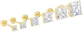 img 2 attached to Ioka Solitaire Princess Zirconia Earrings Girls' Jewelry