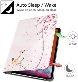 img 2 attached to Hepix iPad Pro 12.9 Case - 2021/2020/2018 Cherry Blossom - 5th/4th/3rd Gen - Pencil Holder - Cat Flower Pink Floral - Multi-Angle Stand - Pocket Protective Leather Cover - Auto Sleep Wake - A2378 A2229