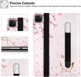 img 1 attached to Hepix iPad Pro 12.9 Case - 2021/2020/2018 Cherry Blossom - 5th/4th/3rd Gen - Pencil Holder - Cat Flower Pink Floral - Multi-Angle Stand - Pocket Protective Leather Cover - Auto Sleep Wake - A2378 A2229