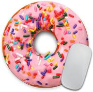 giant strawberry donut mouse pad with sprinkles - funny coworker gift, realistic food design for teachers - unique and playful circle mousepad logo