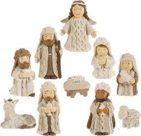 img 1 attached to 🎄 RAZ Imports Knit Look Resin 3 Inch Miniature 10 Pc Nativity Set: A Charming Holiday Decor Essential