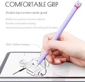 img 1 attached to Black Cute Cat Silicone Sleeve Cover for Apple Pencil 2nd Generation - Soft Protective Holder with Nib Cover - Compatible with iPad Pencil 2nd Gen - Ideal Accessories