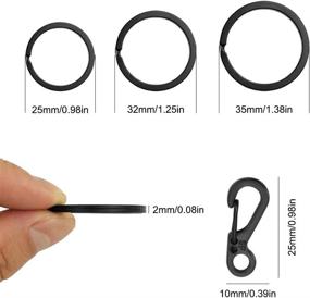 img 2 attached to 🔑 SENHAI 30Pcs Metal Flat Key Rings: 3 Sizes + 10Pcs Mini SF Carabiners for Camping, Backpacking, and More - Black