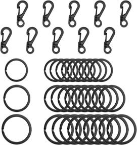 img 4 attached to 🔑 SENHAI 30Pcs Metal Flat Key Rings: 3 Sizes + 10Pcs Mini SF Carabiners for Camping, Backpacking, and More - Black