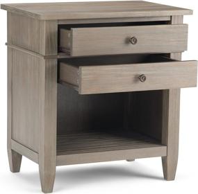 img 2 attached to 🌙 SIMPLIHOME Carlton 24 inches Wide Night Stand, Bedside Table in Distressed Grey Solid Wood with Storage - Contemporary Modern Design for the Bedroom