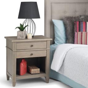 img 3 attached to 🌙 SIMPLIHOME Carlton 24 inches Wide Night Stand, Bedside Table in Distressed Grey Solid Wood with Storage - Contemporary Modern Design for the Bedroom