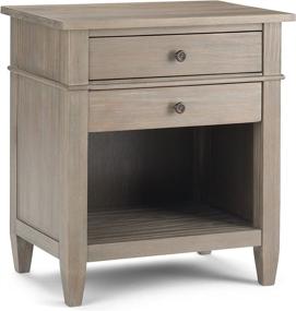 img 4 attached to 🌙 SIMPLIHOME Carlton 24 inches Wide Night Stand, Bedside Table in Distressed Grey Solid Wood with Storage - Contemporary Modern Design for the Bedroom