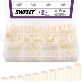 img 4 attached to 🔩 Swpeet 150Pcs Nylon Round Spacer Standoff Screw Nut Assortment Kit for M6 Screws Prototyping: PA66 Plastic Standoff OD 11mm and ID 6.2mm with Multiple Length Variations (3mm-25mm)