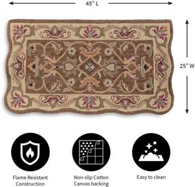 img 2 attached to 🔥 Огнеупорный прямоугольный ковровый коврик из шерсти с ручной ткачкой и изогнутыми краями, McLean, 25" ш x 45" д, коричневый/золотой