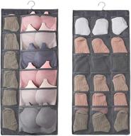 👚 hanging closet organizer: premium dual-sided storage for underwear, stockings, bras, and socks - gray logo