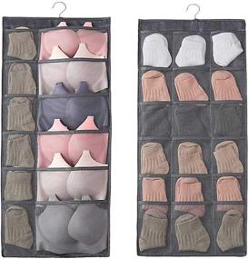 img 4 attached to 👚 Hanging Closet Organizer: Premium Dual-Sided Storage for Underwear, Stockings, Bras, and Socks - Gray