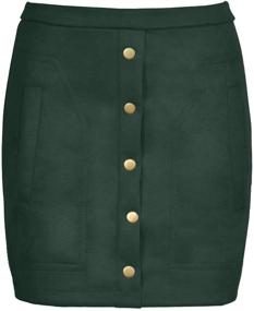 img 1 attached to Meyeeka Women's Faux Suede A-line Mini Skirt 👗 with Button Front and Pocket - High Waist Fashion