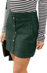 img 3 attached to Meyeeka Women's Faux Suede A-line Mini Skirt 👗 with Button Front and Pocket - High Waist Fashion