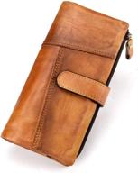 👜 rfid blocking women's vintage hand rubbed clasp wallet – us brown, organizer logo