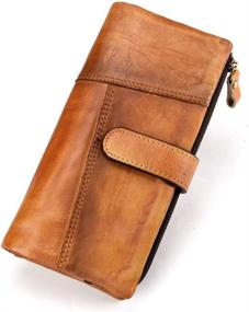 img 4 attached to 👜 RFID Blocking Women's Vintage Hand Rubbed Clasp Wallet – US Brown, Organizer
