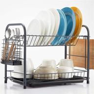 🍽️ efficient gray naturous 2-tier dish rack with draining board and kitchen organizer: includes utensil & cutting board holder логотип