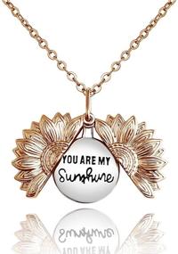 img 4 attached to 🌻 Sunflower Jewelry Engraved Necklace - Inspirational Birthday Gifts for Women, Teen Girls, and Girlfriends - "You Are My Sunshine" Necklace