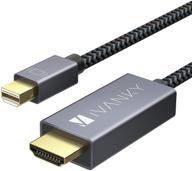 high-quality ivanky 6.6ft nylon braided mini displayport to hdmi cable - ideal for macbook air/pro, surface pro/dock, monitor, projector, and more - space grey logo