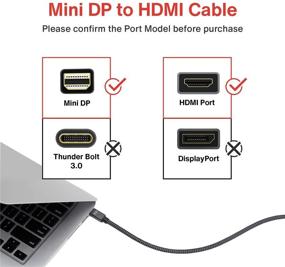 img 3 attached to High-Quality iVanky 6.6ft Nylon Braided Mini DisplayPort to HDMI Cable - Ideal for MacBook Air/Pro, Surface Pro/Dock, Monitor, Projector, and More - Space Grey