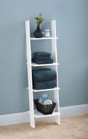 img 3 attached to White Zenna Home Bathroom Linen Tower in Ladder Style