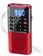 🔴 wozlam fm radio mini speaker mp3 music player with micro sd/tf support, auto scan & save, led display, recorder, lock key, sd card player, aux jack, rechargeable bl-5c battery (red) logo