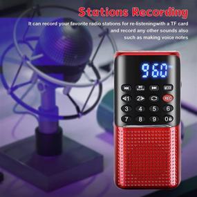 img 1 attached to 🔴 Wozlam FM Radio Mini Speaker MP3 Music Player with Micro SD/TF Support, Auto Scan & Save, LED Display, Recorder, Lock Key, SD Card Player, AUX Jack, Rechargeable BL-5C Battery (Red)