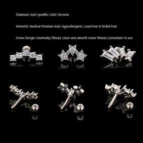 img 2 attached to 💎 20G Surgical Steel Cartilage Earring - Trendy Helix Conch Daith Piercing Jewelry for Women and Girls