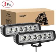 nilight - 15019s-b led light bar 2pcs 18w spot driving fog lights off road boat lights led work light suv jeep lamp with 2-year warranty logo