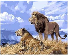 img 4 attached to 🎨 7-Mi Paint by Numbers Acrylic Painting Kit for Beginners – 16” x 20” with Brushes & Vibrant Colors – Frameless Art Set of Two Lions, Ideal for Kids & Adults