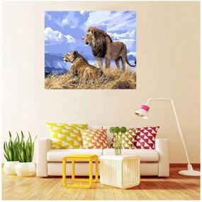 img 2 attached to 🎨 7-Mi Paint by Numbers Acrylic Painting Kit for Beginners – 16” x 20” with Brushes & Vibrant Colors – Frameless Art Set of Two Lions, Ideal for Kids & Adults