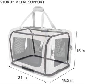 img 3 attached to 🐱 Extra Large Cat Carrier Soft Sided Folding Dog Pet Carrier - Travel Collapsible Ventilated Design - Portable Vehicle - 24&#34;x16.5&#34;x16&#34; - Comfy and Convenient