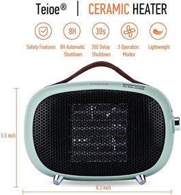 img 3 attached to 🔥 Teioe Small Space Heater for Bedroom - Mini Electric Space Heater Fan with Tip-Over & Overheat Protection, Portable PTC Ceramic Space Heater for Office, Desk, Indoor Use (GREEN)