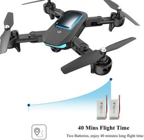 img 2 attached to Foldable WiFi FPV Drone with 1080P HD Camera, Extended 40 Minutes Flight Time, Altitude Hold Mode, RTF Easy Take Off/Landing, 3D Flips, 2 Batteries, APP Control - Perfect Beginner Toy for Kids & Adults