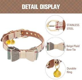 img 1 attached to 🐶 Bow Tie Dog Collar and Leash Set: Classic Plaid Design for Small Dogs - Adjustable Size & Golden Bell - Perfect for Small Breeds Boys!