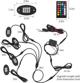 img 2 attached to 🚗 Justech 4 Pods RGB LED Rock Light Kits - 48 LED Multicolor Underglow Neon Light Kit with Extension Cord and Double Wireless RF Controllers for Truck, ATV, SUV, Car, Boat, Motorcycle