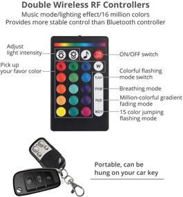 img 3 attached to 🚗 Набор светодиодных LED-подсветок Justech 4 Pods RGB Rock Light - 48 светодиодов с многокрасочной неоновой подсветкой с удлинительным кабелем и двумя беспроводными RF-контроллерами для грузовиков, квадроциклов, внедорожников, автомобилей, лодок, мотоциклов