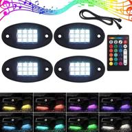 🚗 набор светодиодных led-подсветок justech 4 pods rgb rock light - 48 светодиодов с многокрасочной неоновой подсветкой с удлинительным кабелем и двумя беспроводными rf-контроллерами для грузовиков, квадроциклов, внедорожников, автомобилей, лодок, мотоциклов логотип