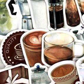 img 1 attached to MAXLEAF Vintage Coffee Waterproof Stickers - Ideal Decoration for Planner, Phone Case, and Scrapbook - Set of 40 Coffee Theme Stickers