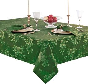 img 4 attached to 🎄 Add Festive Glamour to your Holiday Decor with the Poinsettia Holiday Metallic Christmas Tablecloth