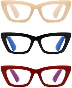 img 3 attached to 👓 Stylish Cat Eye Reading Glasses for Women - Retro Fashion Ladies Readers (3 pairs, 3.00)