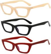 👓 stylish cat eye reading glasses for women - retro fashion ladies readers (3 pairs, 3.00) logo